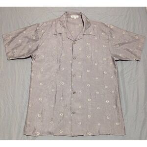 Vintage Prestige Original Button Shirt Mens L Gray Spiral Spring Made in USA